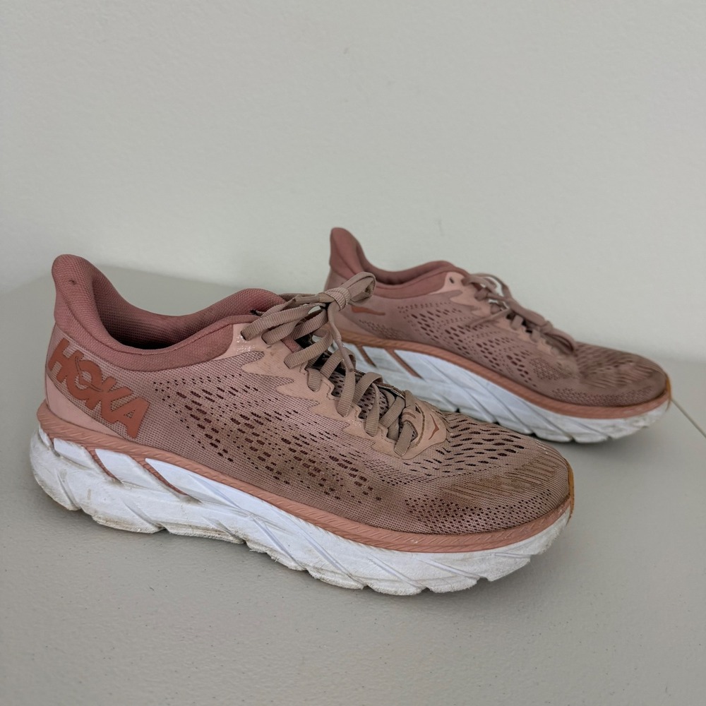Hoka Clifton 7 Running Shoes Womens 8 Pink Morning Mist Hot Coral 1110509